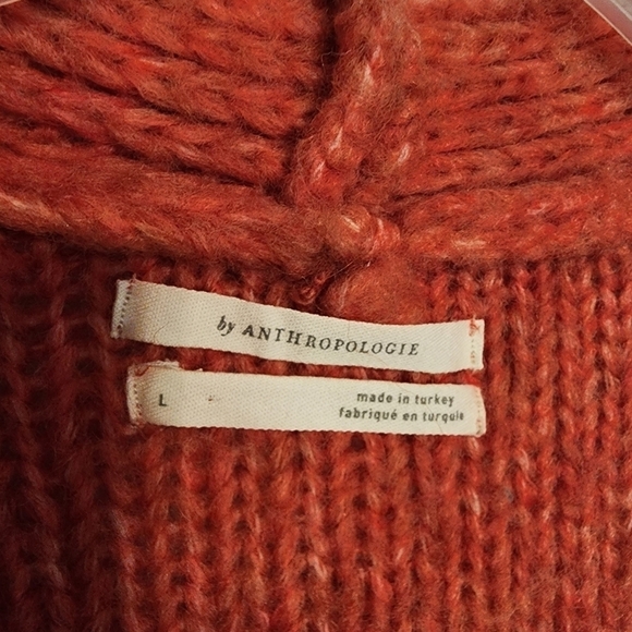 Anthropologie Nuria Open Front Textured Cable Knit Cardigan Sweater Coral Size L - Picture 2 of 11